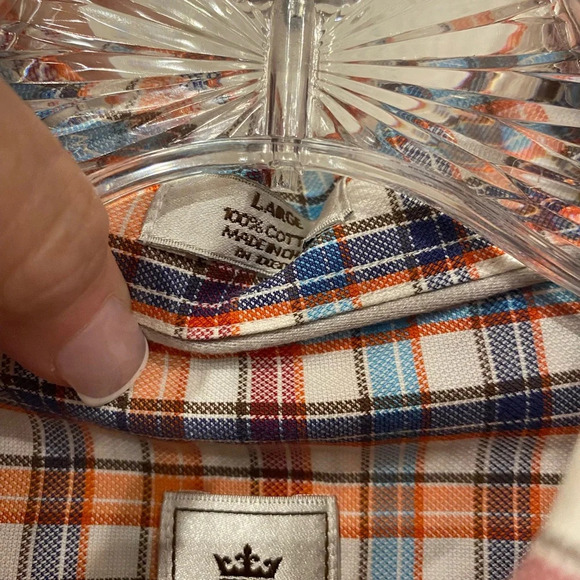 Peter Millar Plaid Button Down Shirt Size Large EUC - Picture 3 of 4